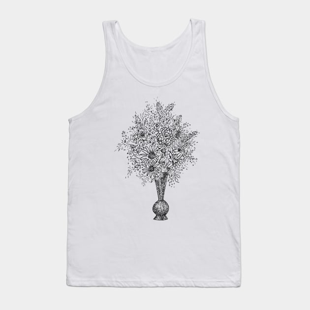 Vintage Flower Vase Sketch Tank Top by Vintage Sketches